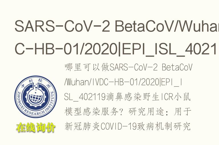 SARS-CoV-2 BetaCoV/Wuhan/IVDC-HB-01/2020|EPI_ISL_402<font color='red'>11</font>9滴鼻感染野生ICR小鼠模型感染
